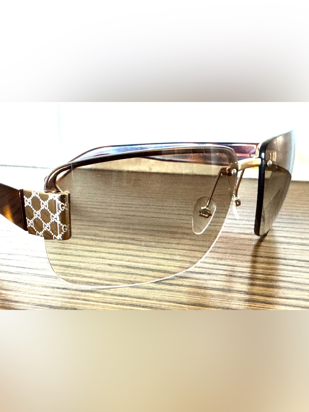 GUCCI Vintage GG 1798/S Rimless Sunglasses Tortoise Gold Y2K - Picture 7 of 10